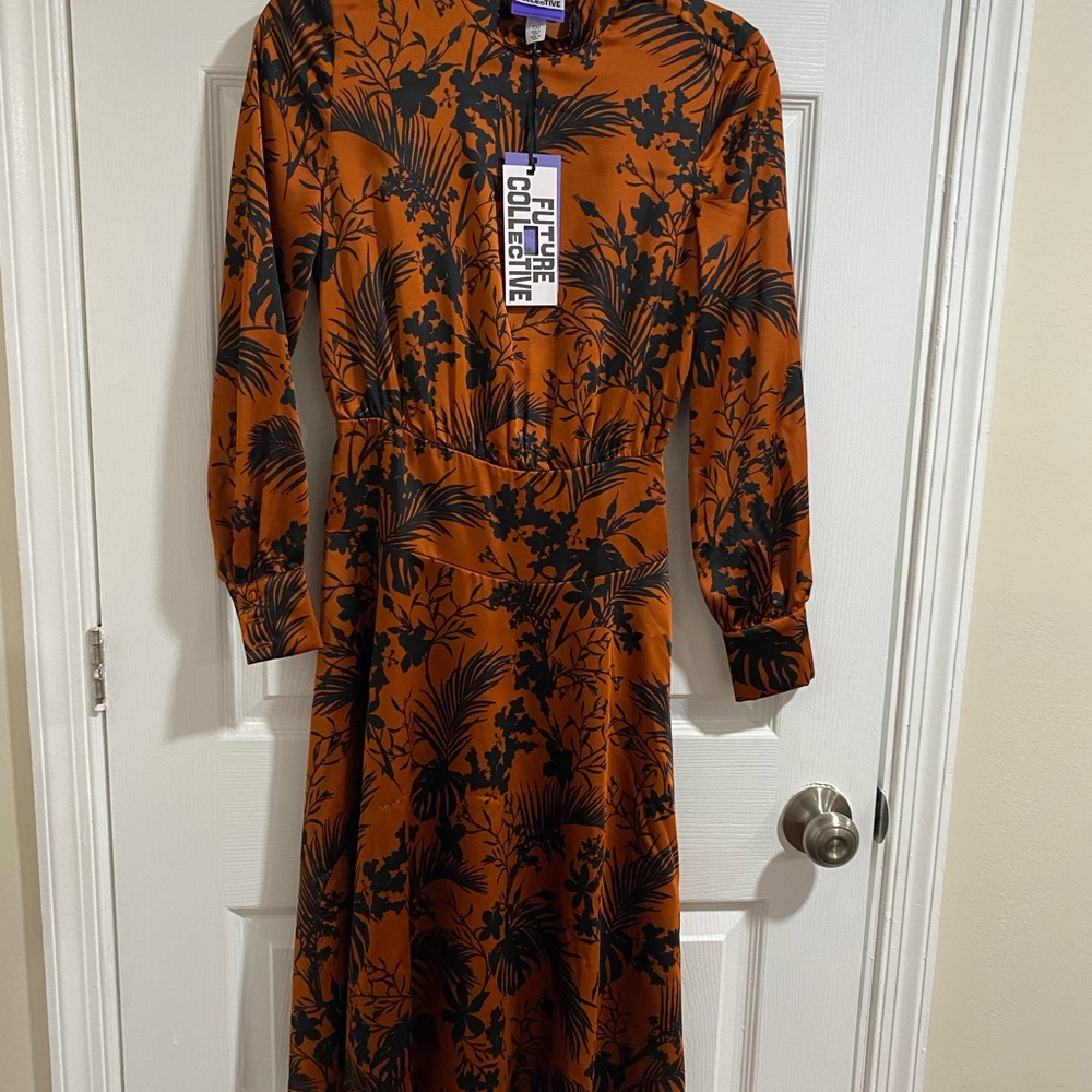Women's Orange and Black Dress